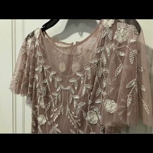 Embellished Pink Dress with Floral Design